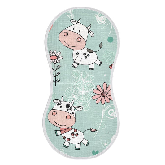 Kigai Cow Muslin Baby Burp Cloths, Large Absorbent Cotton Muslin Burp Cloths Set of 2, Washcloths, Face Towel, Bibs for Newborn Boys Girls, 11 x22 Inch