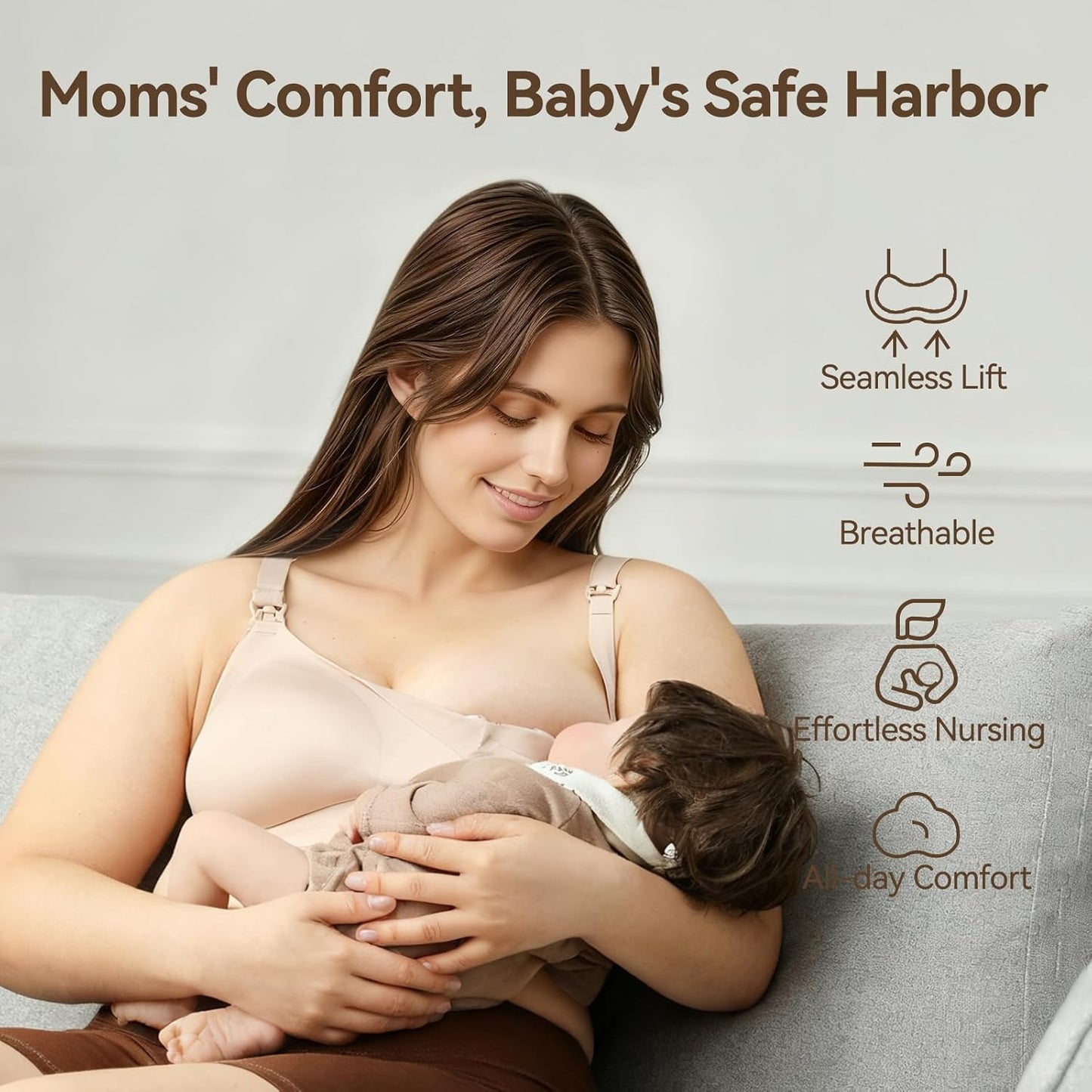 Nursing Bras for Breastfeeding, Leakproof Seamless Comfort Maternity Bras for Pregnancy Sleep with Extra Extender