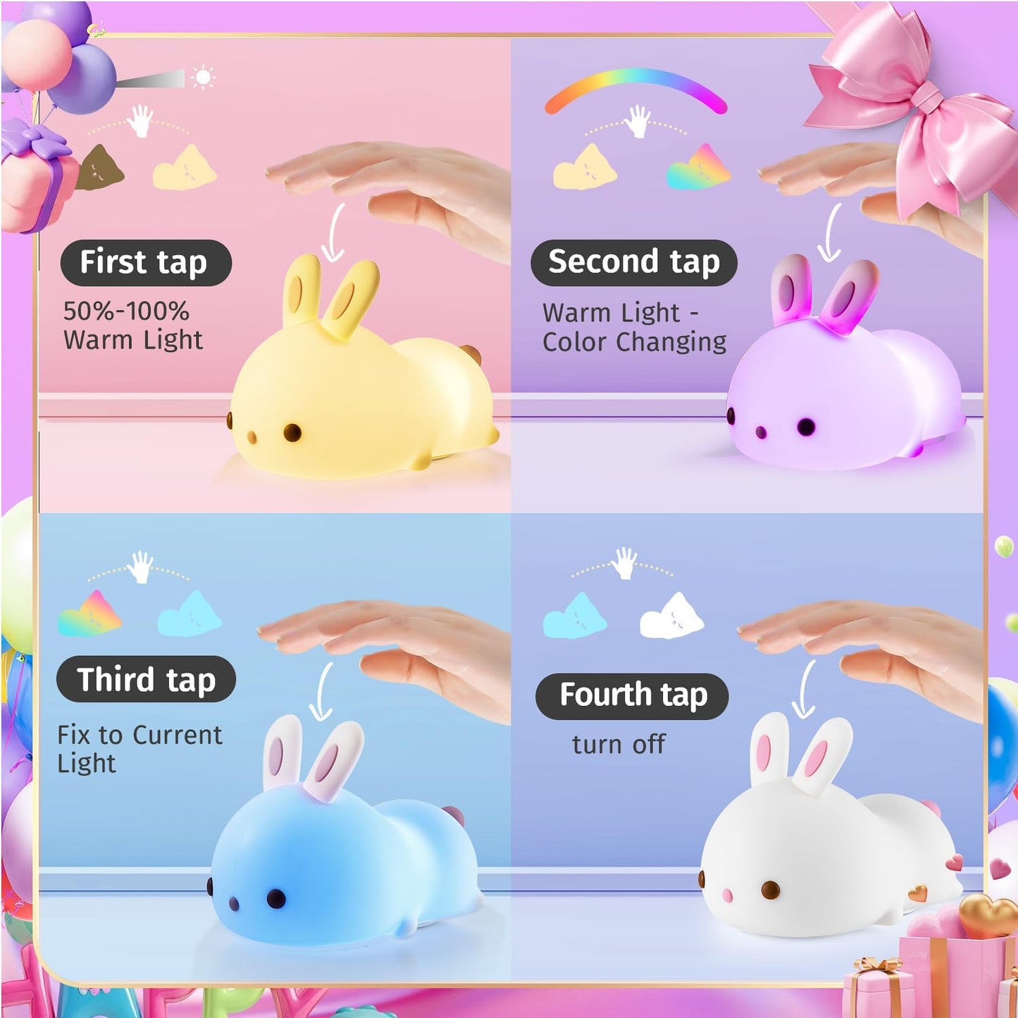 One Fire Cute Night Light, Remote+16 Colors Teen Girl Gifts for Girls, TAP for Fun Teen Girl Stuff Anime Stuff, Cute Things for Girls