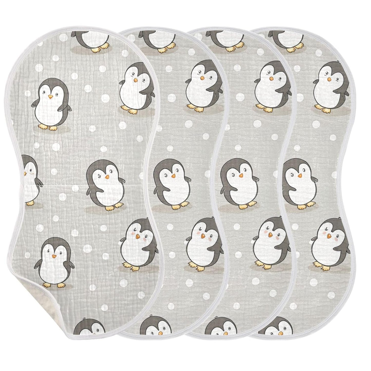 Kigai Cute Cartoon Penguin Muslin Baby Burp Cloths, Large Absorbent Cotton Muslin Burp Cloths Set of 1, Washcloths, Face Towel, Bibs for Newborn Boys Girls, 11 x22 Inch