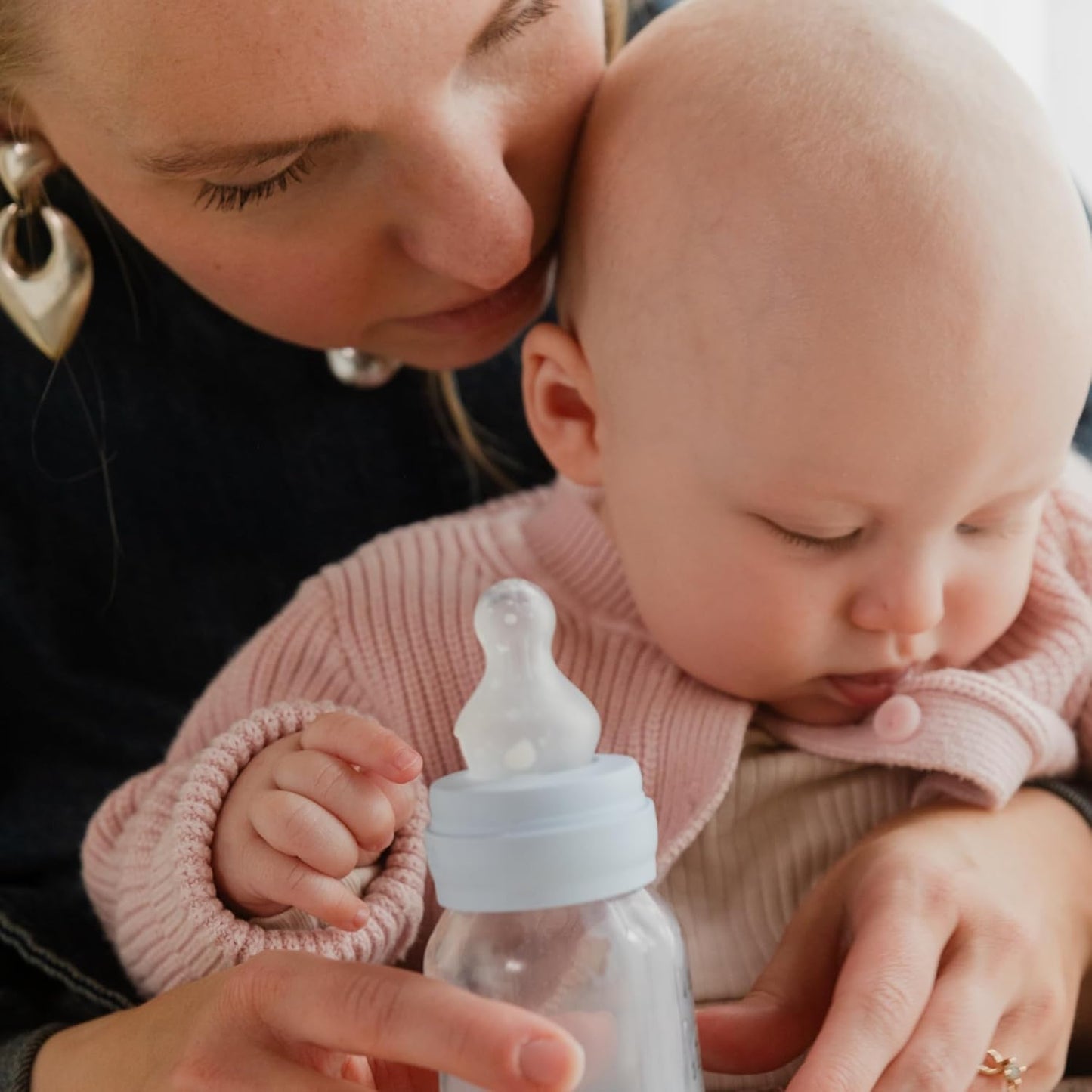 BIBS Baby Bottle 5 oz / 150 ml Silicone Nipple - Anti-Colic, BPA-Free, Round Nipple, Slow Flow, Lightweight & Easy to Clean, Suitable for Newborns 0+ Years - Ivory