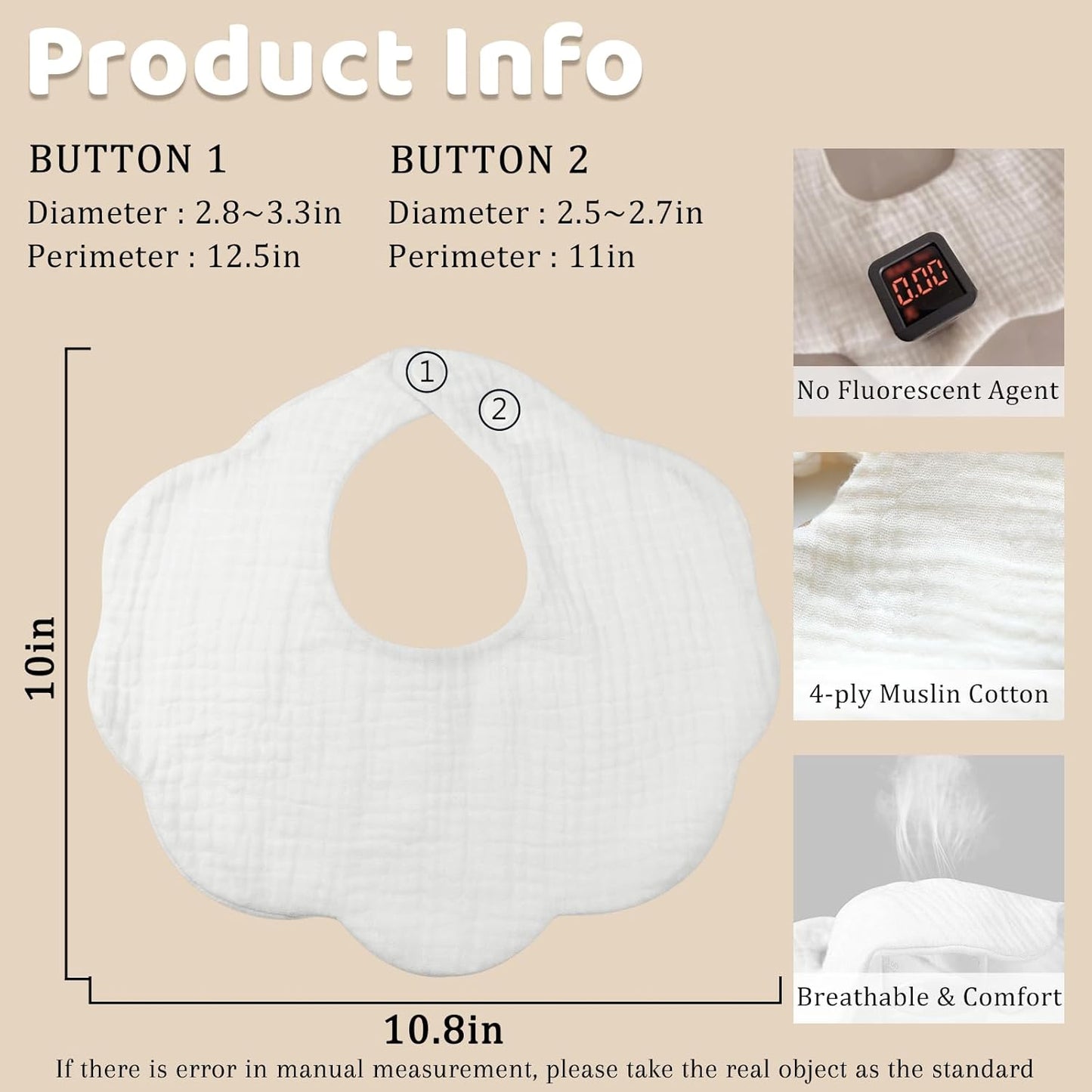 Baby Bibs Muslin Drool Teething Drooling Bibs for Baby Girl Boy Muslin Cotton