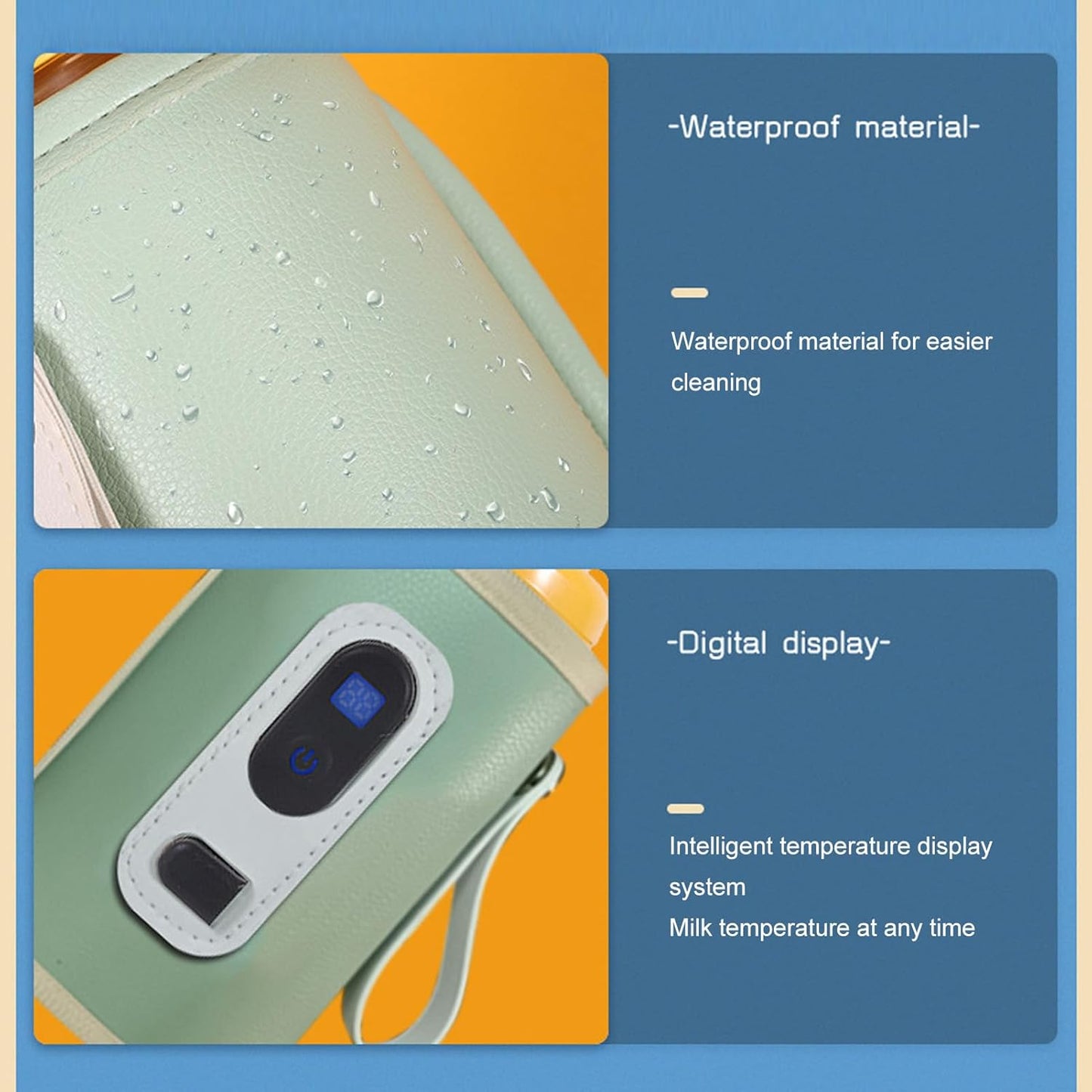 Pssopp Portable Milk Bottle Warmer Bottle Breast Milk Warmer 5 Speeds Milk Heat Keeper Fast Baby Food Heater for Outdoor Car Travel (Green)