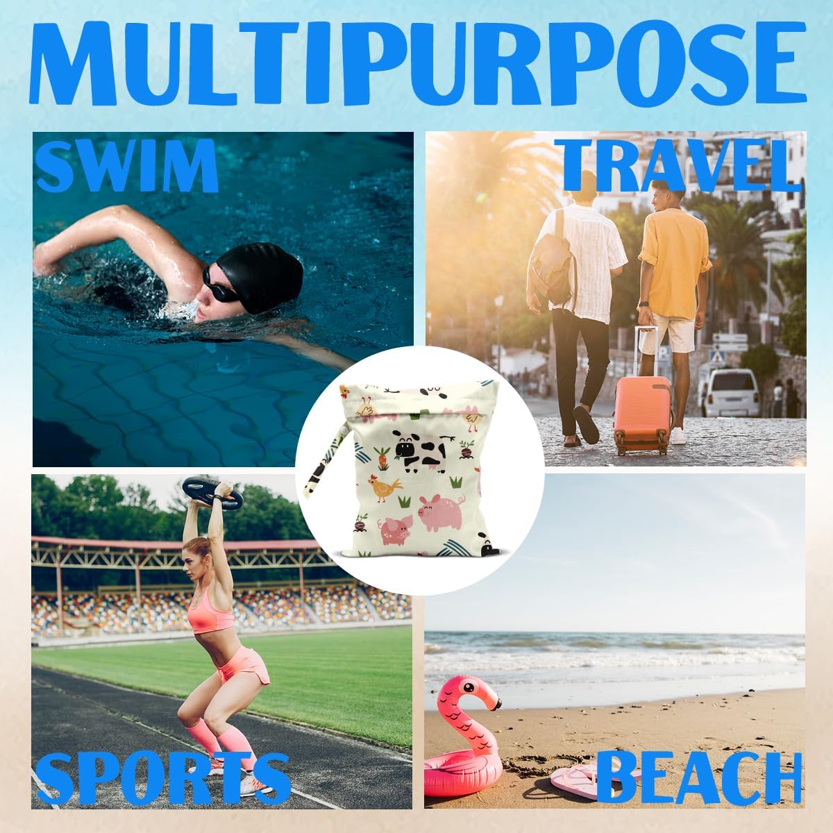 Wet Bag for Baby Swimsuit Dirty Clothes Diaper Yoga Gym, Wet Dry Bag, Beach Vacation Essential for Baby Travel Poor Swiming Bathing Daycare Items