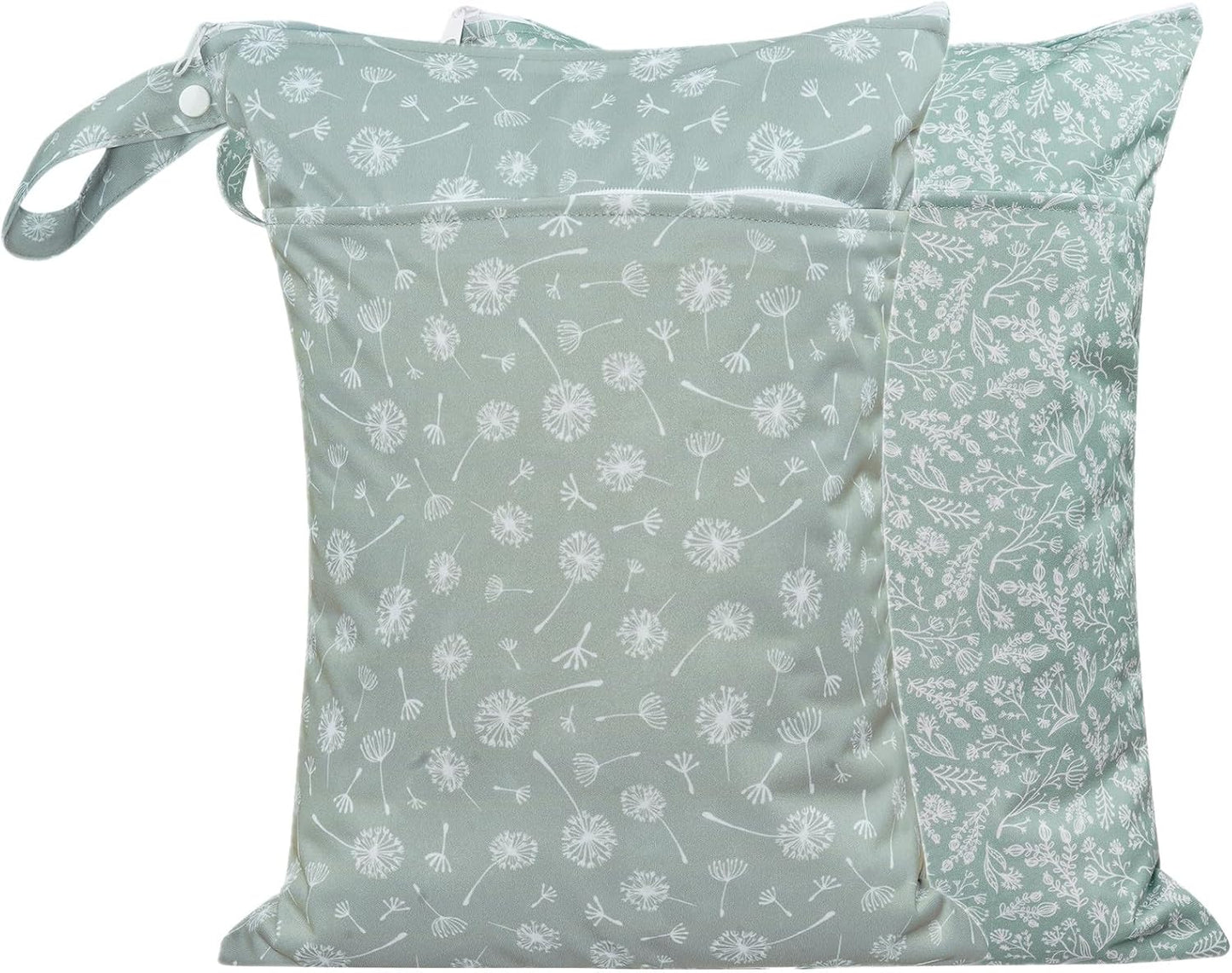 Wet Dry Bags with Two Zippered Pockets and Handle, Reusable Storage Bag for Breast Pump Parts & Baby Items, Waterproof Diaper Bags, Yoga Gym Bag for Swimsuits or Wet Clothes-2pcs, 11.8*15.75"