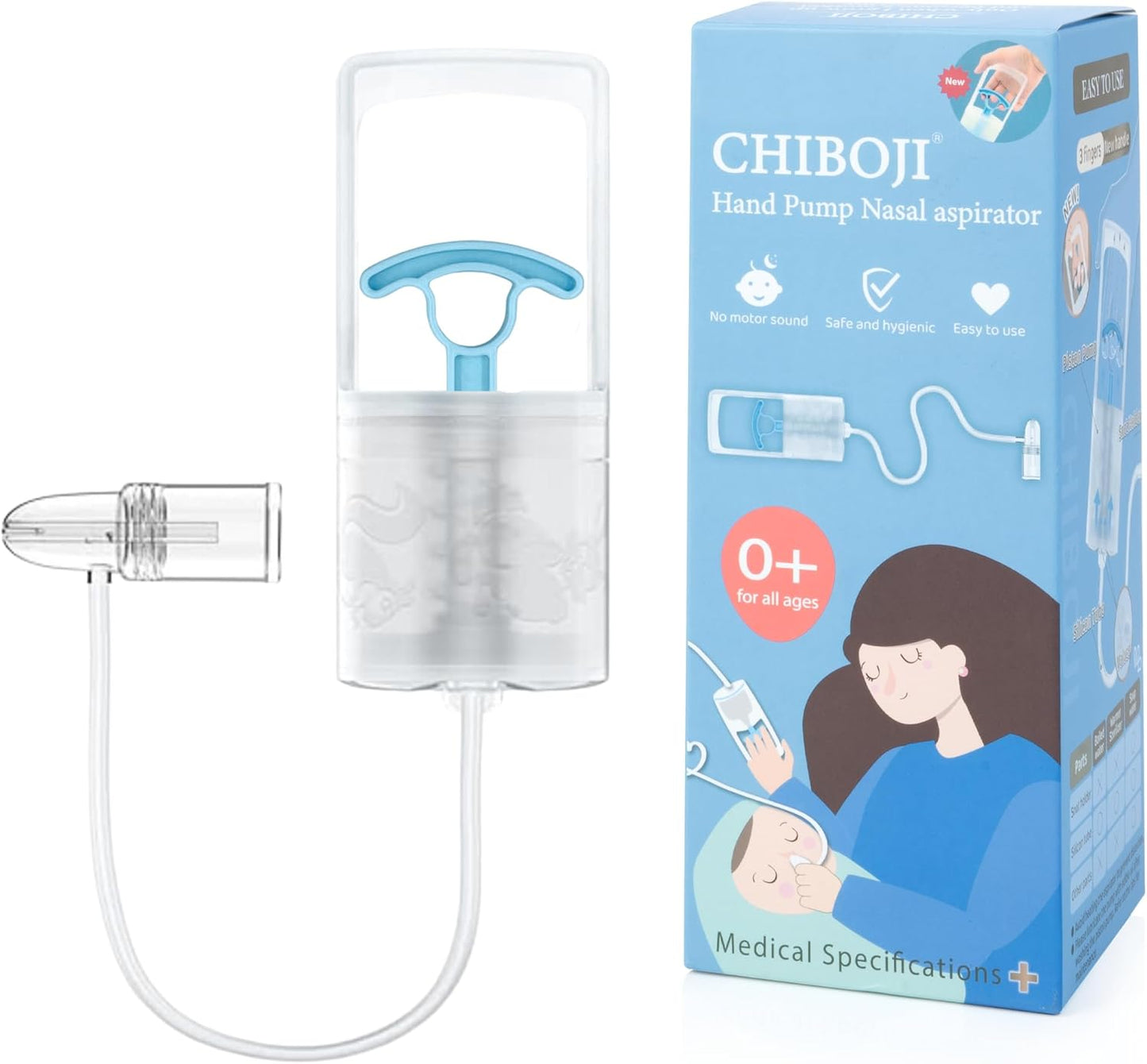Patented Nasal Aspirator for Baby and Toddler, Hand Pump Nose Sucker with Rounded Non-Invasive Nozzle, Quiet Suction Relieves Congestion and Stuffy Boogers, Safe for Infant, Co-Branded with CHIBOJI