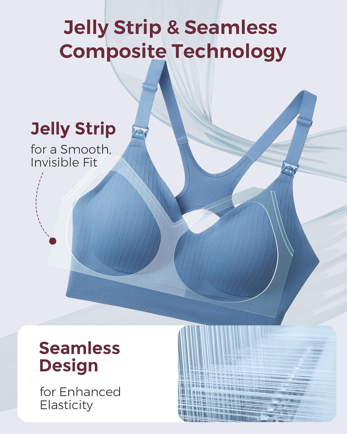 Momcozy Nursing Bras for Breastfeeding, Ribbed Maternity Bra with Racerback, Soft Stretchy Nursing Sports Bra for Yoga