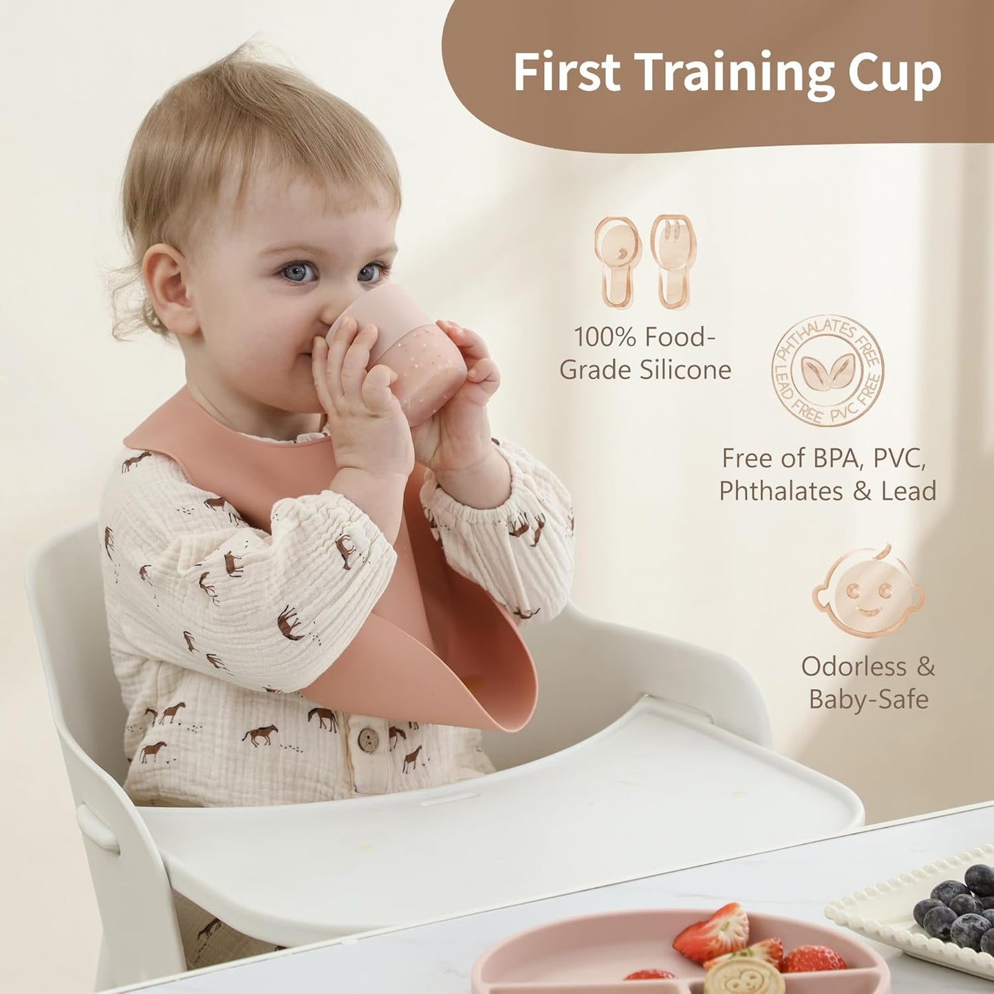 Moonkie Silicone Baby Cup 4 Months+ | Tiny Open Training Cup for Infants with Confetti Sprinkles | Baby-Led Weaning Essential | 2 oz (Mint, 1 Pack)