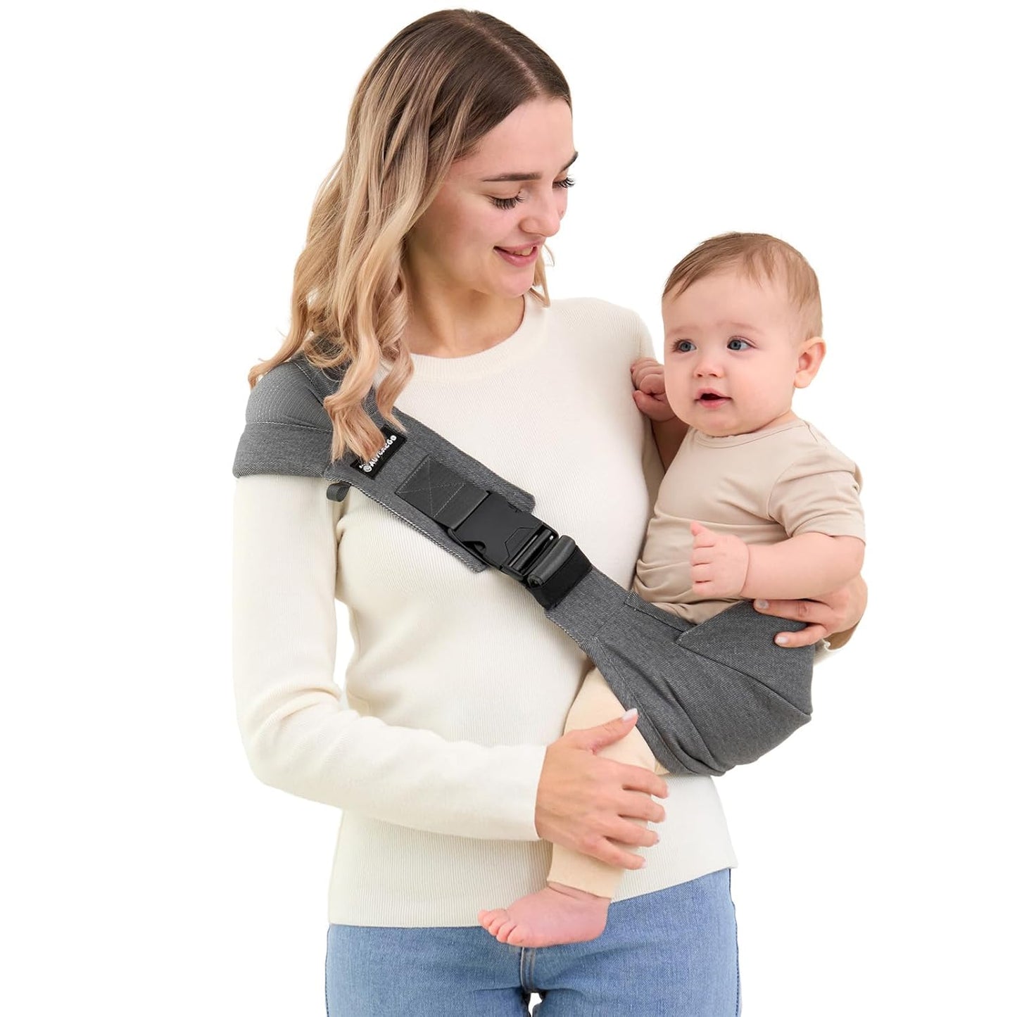 Toddler Sling Carrier - Premium Cotton, Expandable & Ergonomic, One Size Fits All, Ideal for 6-48 Months (11-44 lbs), Compact & Easy to Use, Dark Gray