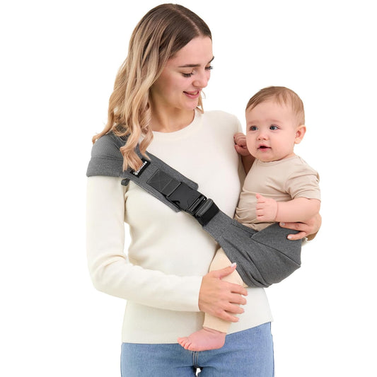Toddler Sling Carrier - Premium Cotton, Expandable & Ergonomic, One Size Fits All, Ideal for 6-48 Months (11-44 lbs), Compact & Easy to Use, Dark Gray