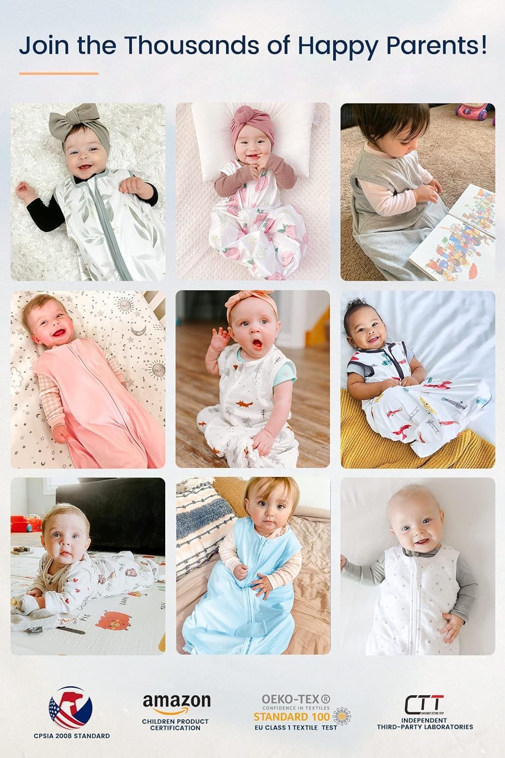 TotAha Light Sleep Sack, Stretchy, Soft, Cozy Wearable Blanket Sleep Bag with 2-Way Safe Zippers for 0-6-12-24 Months 0.5 TOG
