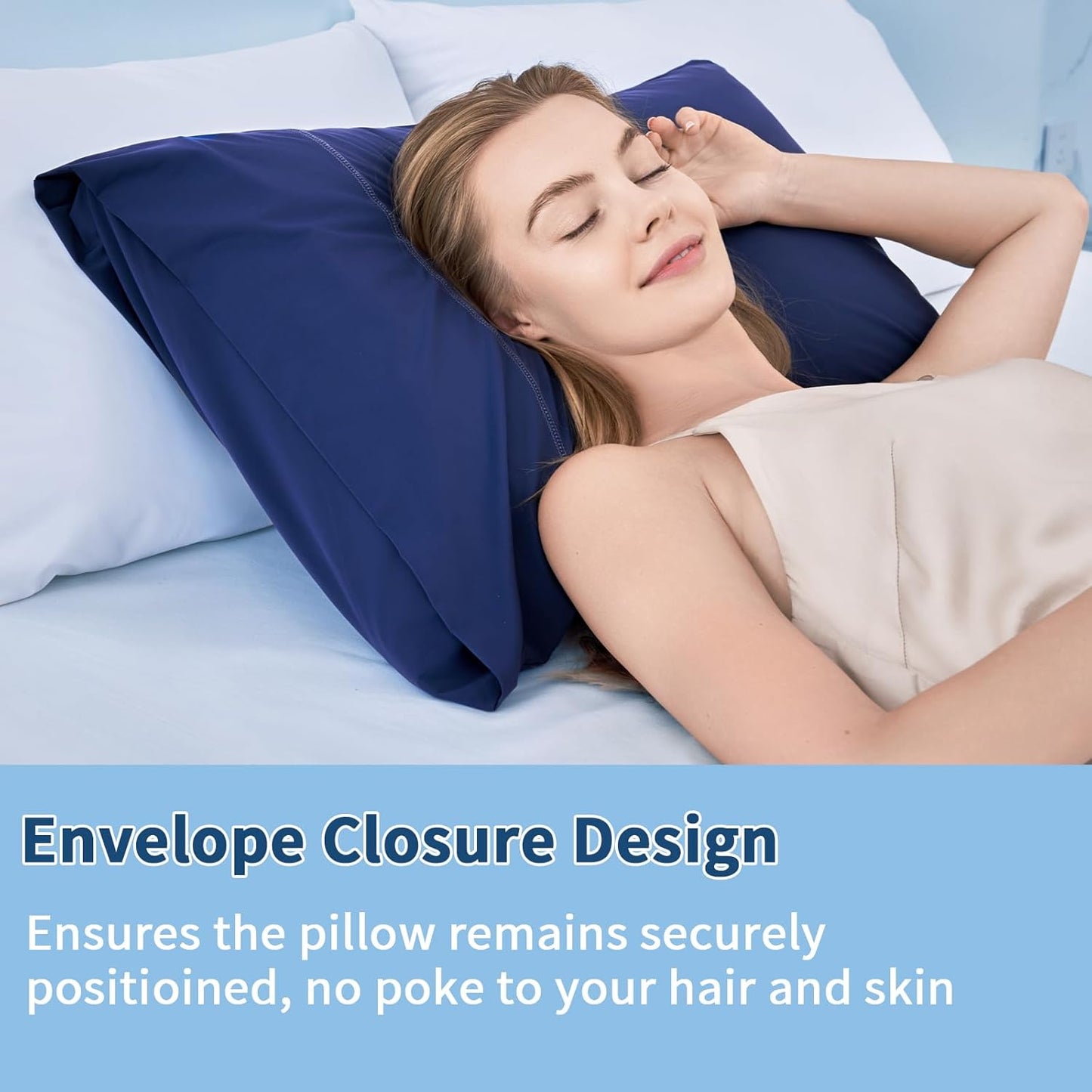 Cooling Pillow Cases Queen Size Set of 2, Ice Cool Silky Pillow Covers for Hot Sleepers & Night Sweats, Reduces Wrinkles & Frizz Softer Like Silk Pillow Cases, Royal Blue, Christmas Stocking Stuffers