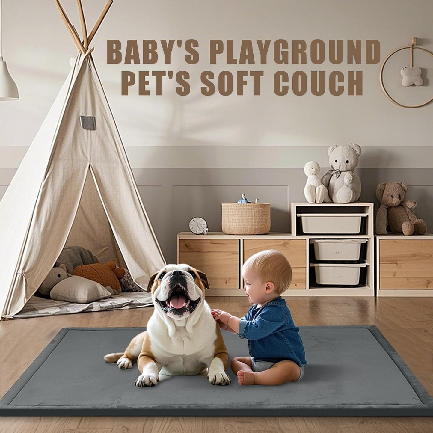 Baby Play Mat for Floor, 50 X 50x 1.3" Memory Foam Playpen Mat,Ultra Soft Tummy Time Mat with Non-Slip Backing, Baby Crawling Mat Child Nursery Rug for Infant, Toddlers, Kids (Dark Gray)