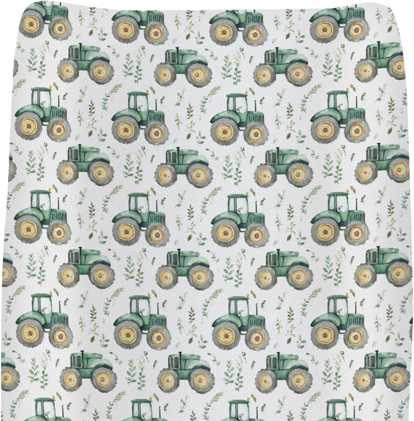 Watercolor Green Tractors Baby Changing Pad Covers for Boy Girl Farm Tractors Boho Leaves Fitted Change Table Mats Farm Life Soft Diaper Change Table Cover Sheets for 32''×16'' Contoured Pad