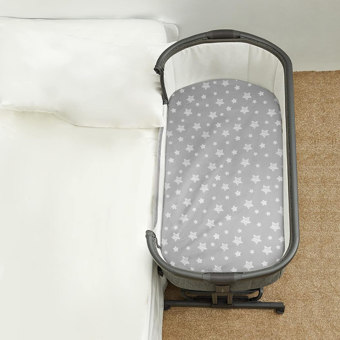 Waterproof Bassinet Sheets 2 Pack, Compatible with Dream On Me Karley/Lacy & Fisher-Price & Baby Delight Snuggle Nest Bassinet, 30" X 15" Fits Most bassinets and Cradles