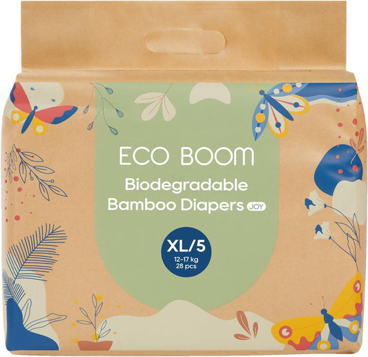 ECO BOOM Size 5 Diapers, Bamboo Viscose Diapers, Sustainable, Paper Packaging