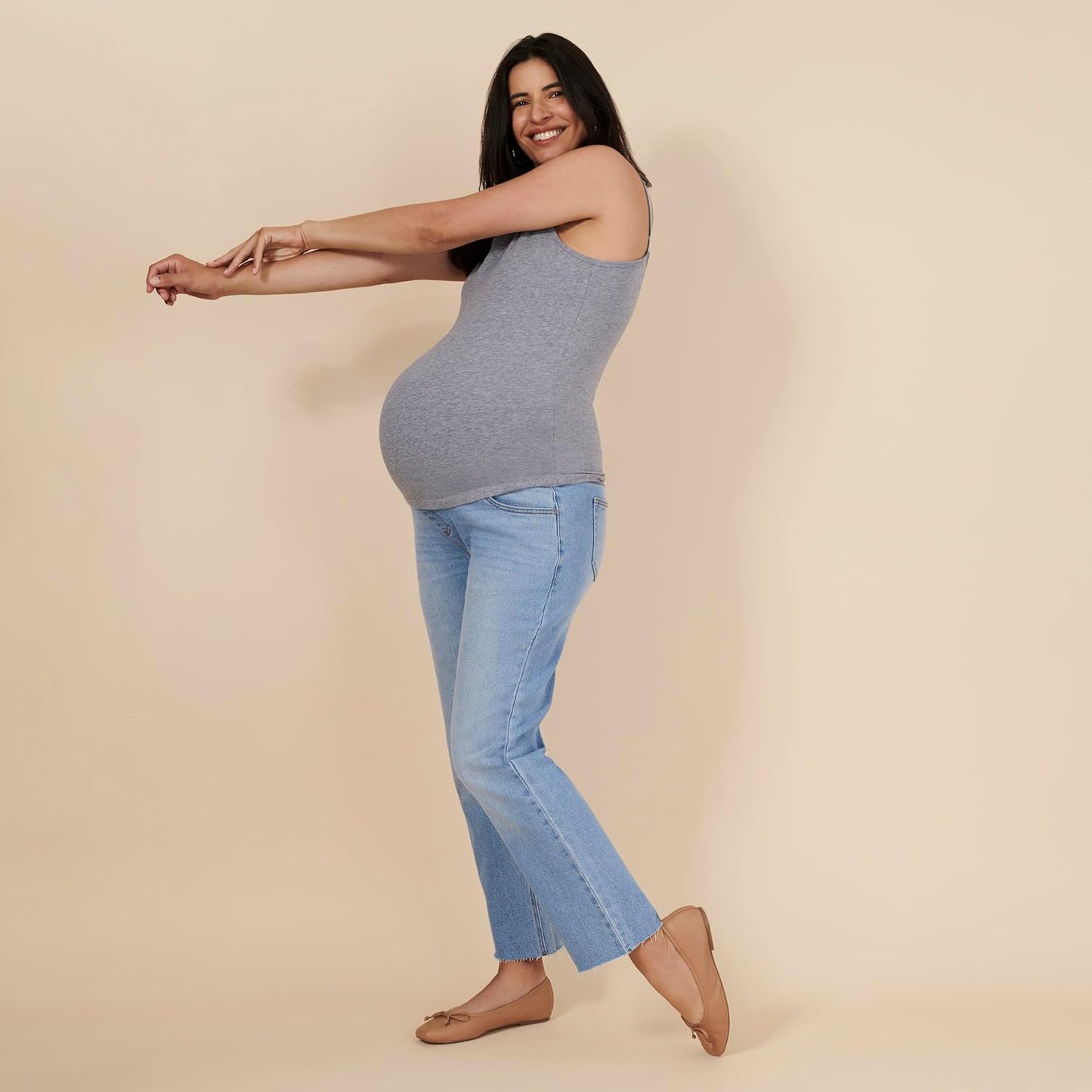 Motherhood Maternity Women's Clip Down Nursing Tank Top Cami with Adjustable Straps and Built-in Shelf Bra for Breastfeeding