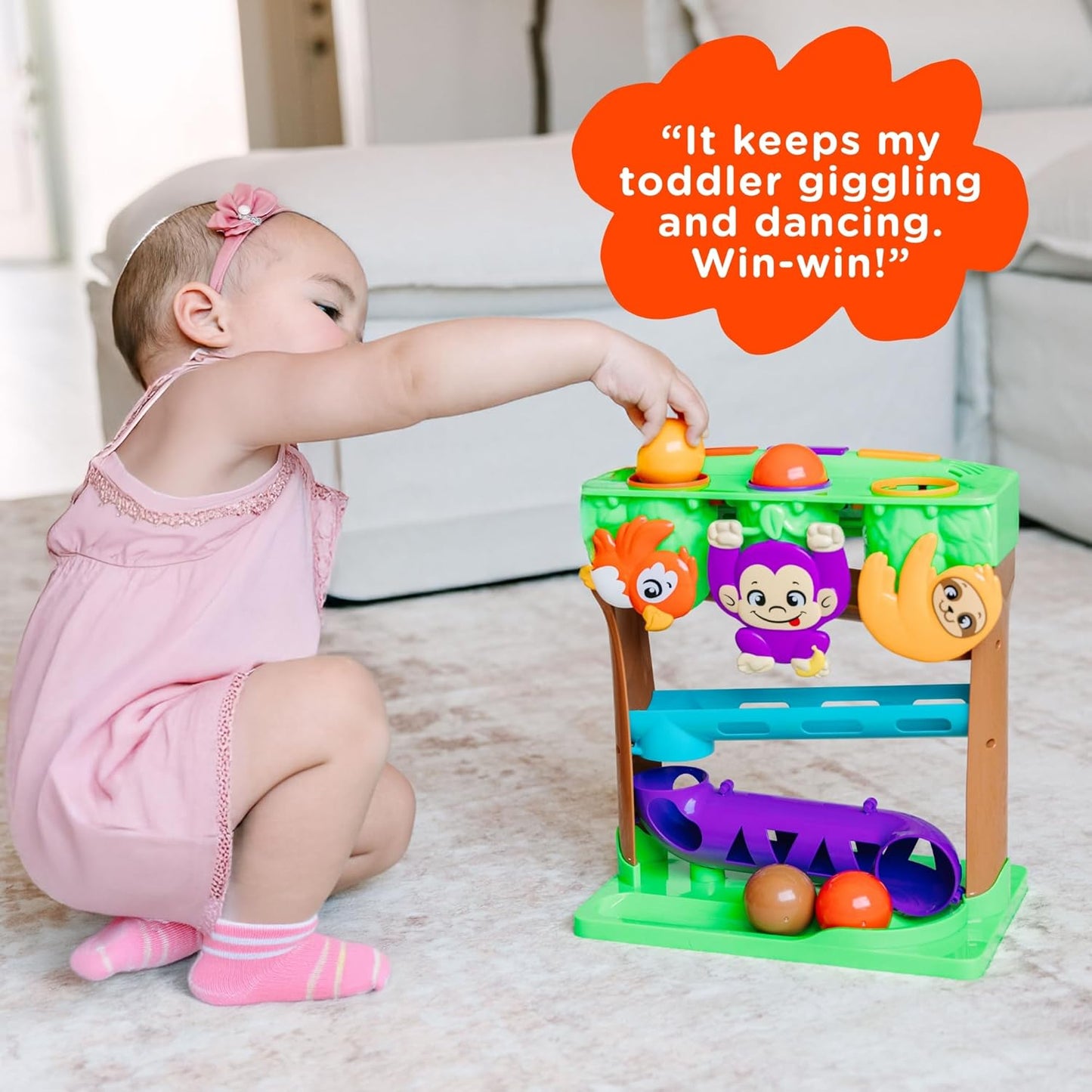 Move2Play, Hungry Jungle Animals, Interactive Toy for 1+ Year Olds, 6 to 12 Months, Baby Toy, 1 Year Old Birthday Gift for Girls, 9-12 Months, 6 7 8 9 10 12+ Months