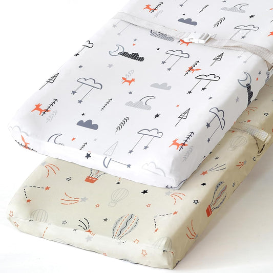 BROLEX Changing Pad Covers for Baby: Boy Girls Ultra Stretchy Soft 2 Pack Starsmoon & Balloon