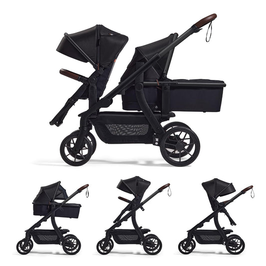 Momcozy ChangeGo Baby Stroller, Convertible Single-to-Double-to-Wagon Stroller with 23 Configurations, Bassinet, Seat Included, Large PU Wheels, All-Wheel Suspension ＆ Extendable UPF50+ Canopy