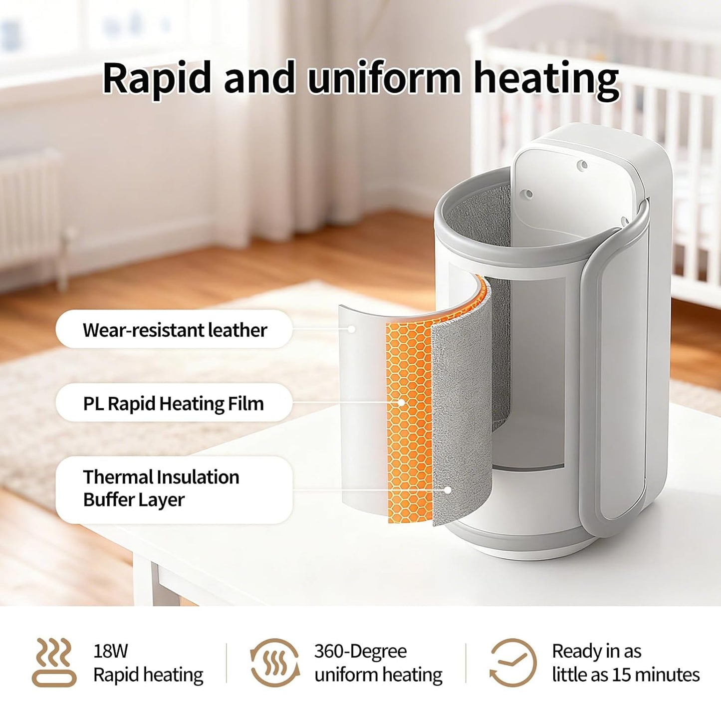 Portable Travel Baby Cordless Bottle Warmer,Baby Breastmilk and Formula Bottle Warmer,6000 mAh Rechargeable Battery,Digital Display Temperature Water Warmer On The Go,Feeding-Friendly Baby Essentials