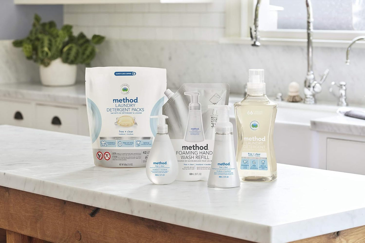 Method Concentrated Laundry Detergent, Free + Clear, 53.5 Fl Oz (Pack of 4), 66 Loads