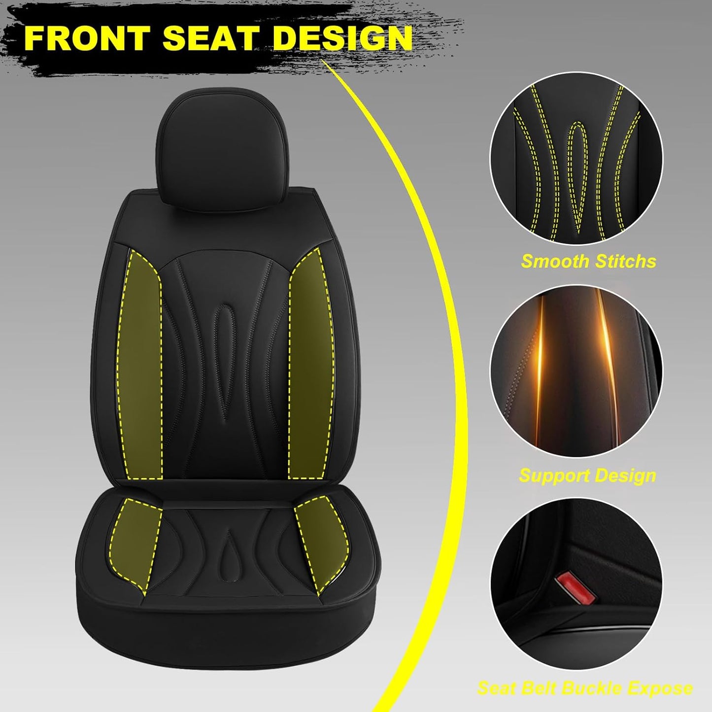 Car Seat Covers Full Set Fit for Hyundai Accent 2017-2025,Waterproof Laux Leather Seat Protectors for 5-Seat Vehicles(Black)