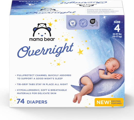 Amazon Brand - Mama Bear Overnight Diapers, Size 4, 74 Count