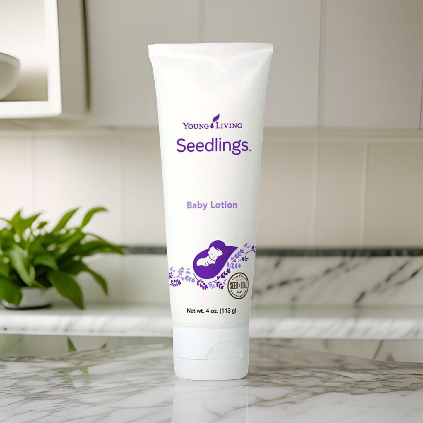 Young Living Seedlings Baby Lotion - 4 oz - Hypoallergenic Skincare for Delicate & Sensitive Infant Skin - Gentle, Non-Greasy, Soothing Hydration & Softness