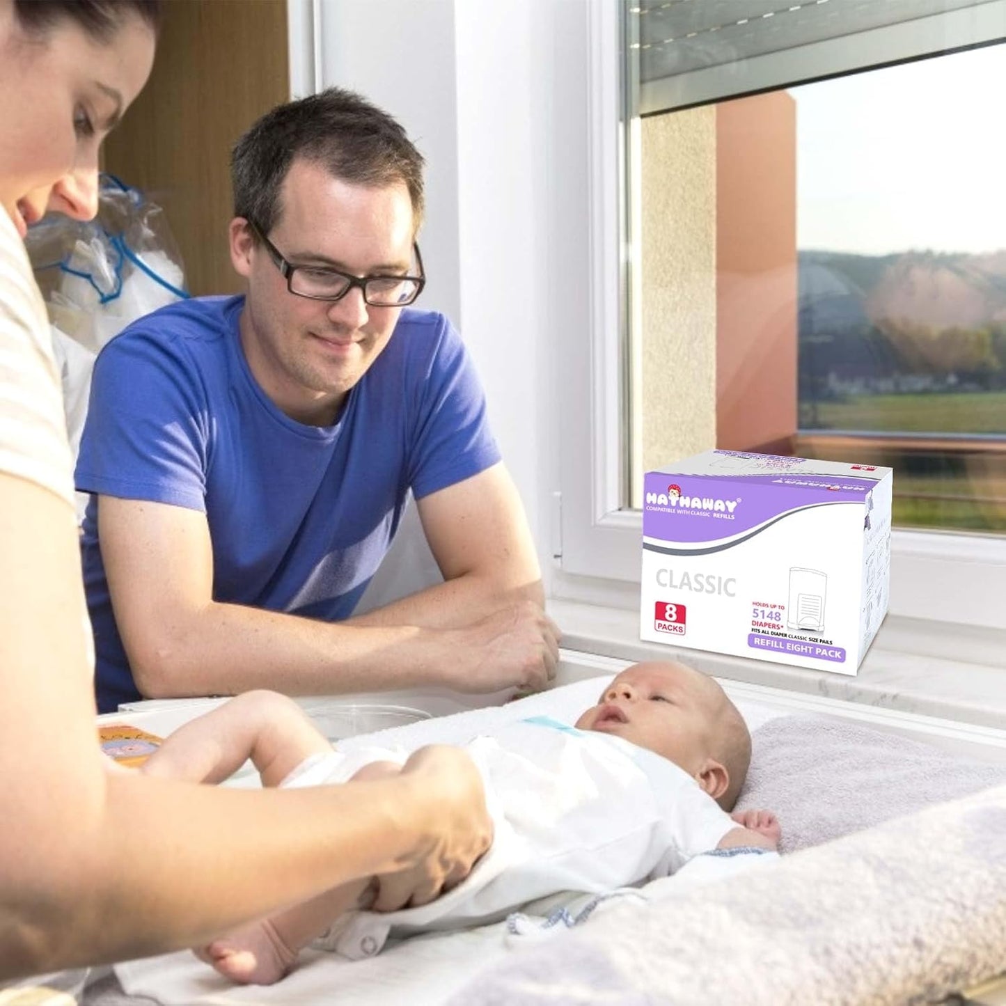 Diaper Pail Refill Bags Compatible with Dekor Classic Diaper Pail, Extra 30% Length, Hold up to 5148 Diapers, Lavender Scent, 8 Pack