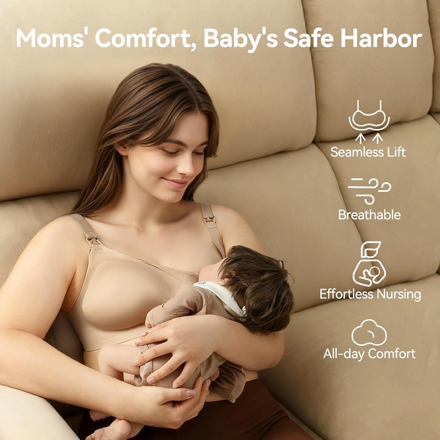 Nursing Bras for Breastfeeding, Leakproof Seamless Comfort Maternity Bras for Pregnancy Sleep with Extra Extender