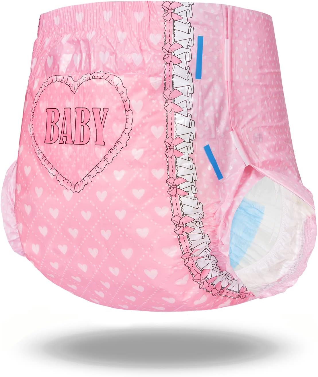 Littleforbig Printed Adult Brief Diapers 10 Pieces - Blushing Baby Pink(M)