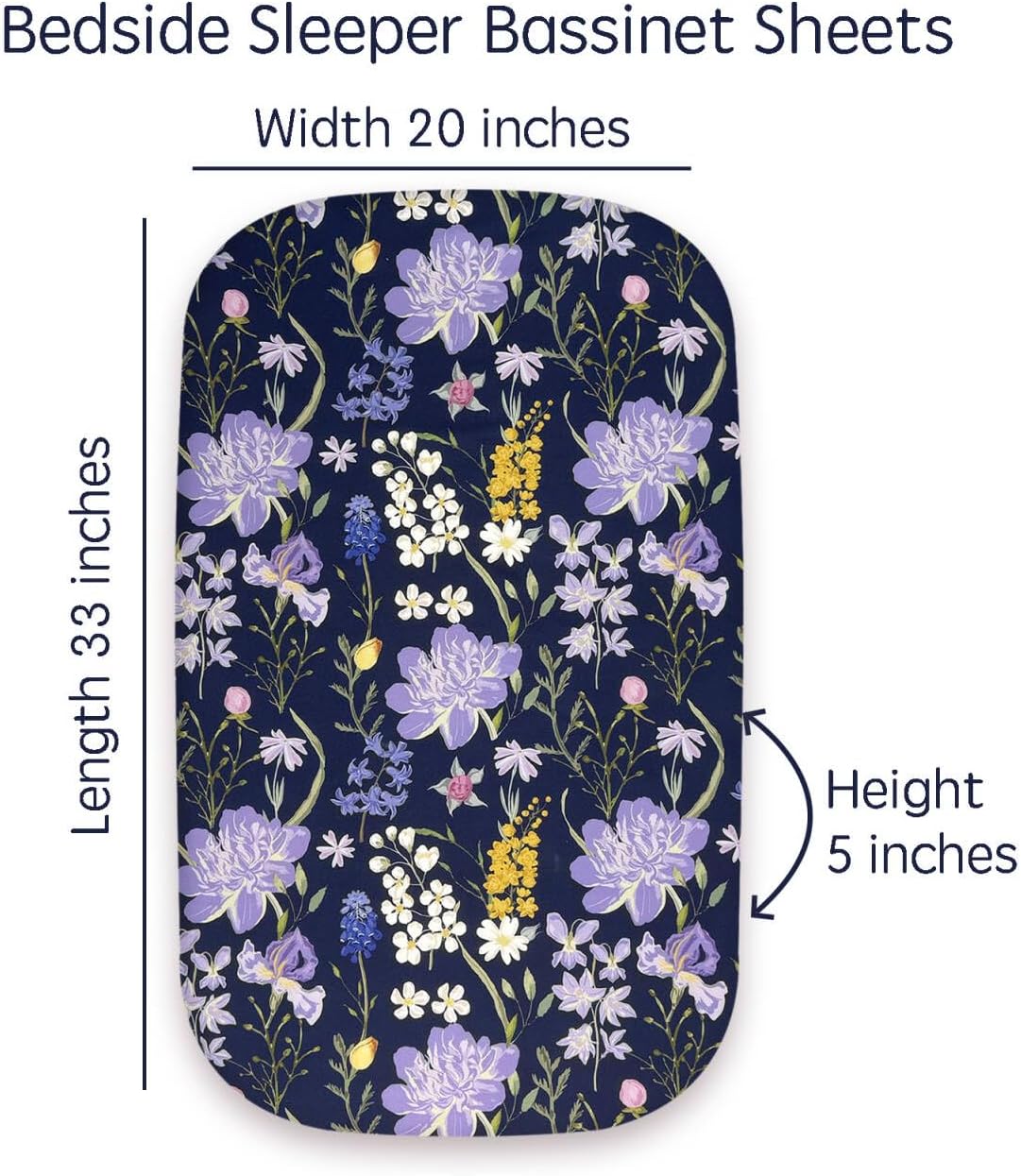 AMROSE 3 Pack Bassinet Sheets 33" x 20" Compatible with Mika Micky, Baby Delight, Dream On Me, AMKE and Other Rectangle Bassinet Mattress, Soft and Skin-Friendly, Violet