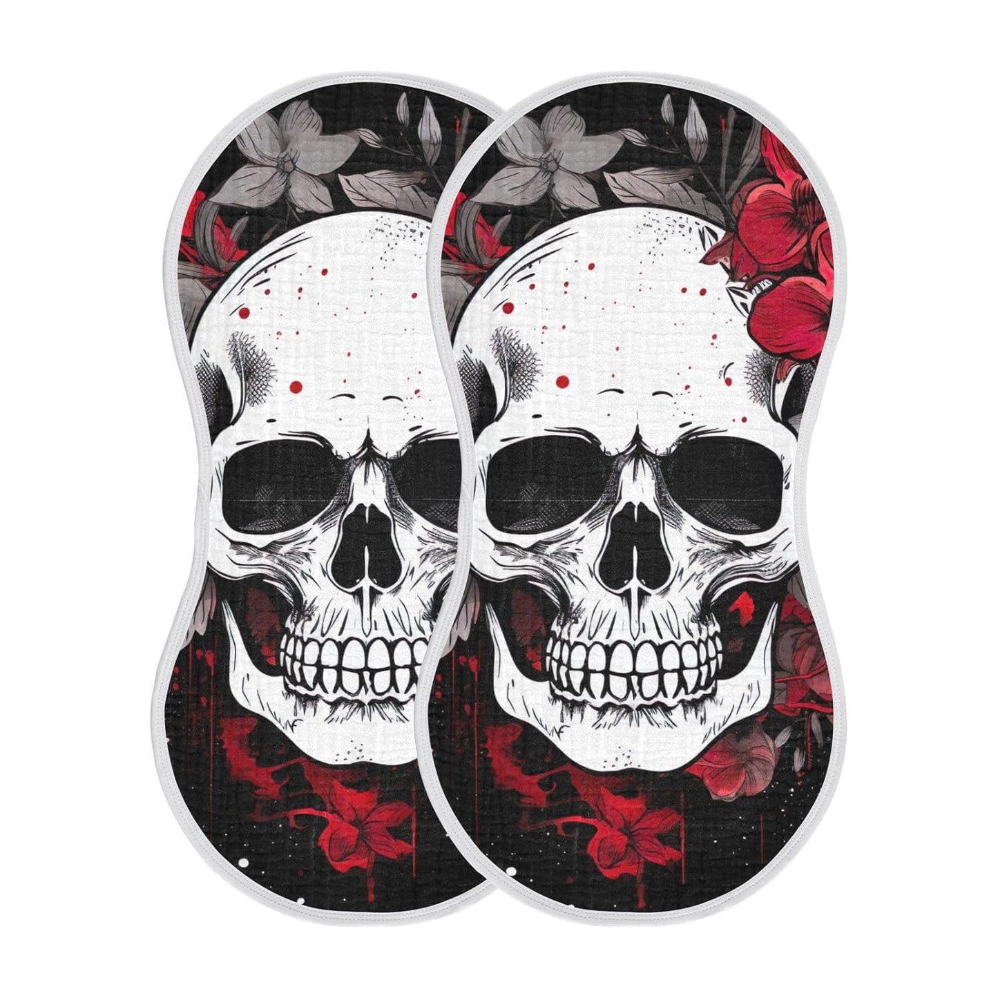 Flower Halloween Sugar Skull Muslin Baby Burp Cloths, Large Absorbent Cotton Muslin Burp Cloths Set of 2, Washcloths, Face Towel, Bibs for Newborn Boys Girls, 11 x22 Inch