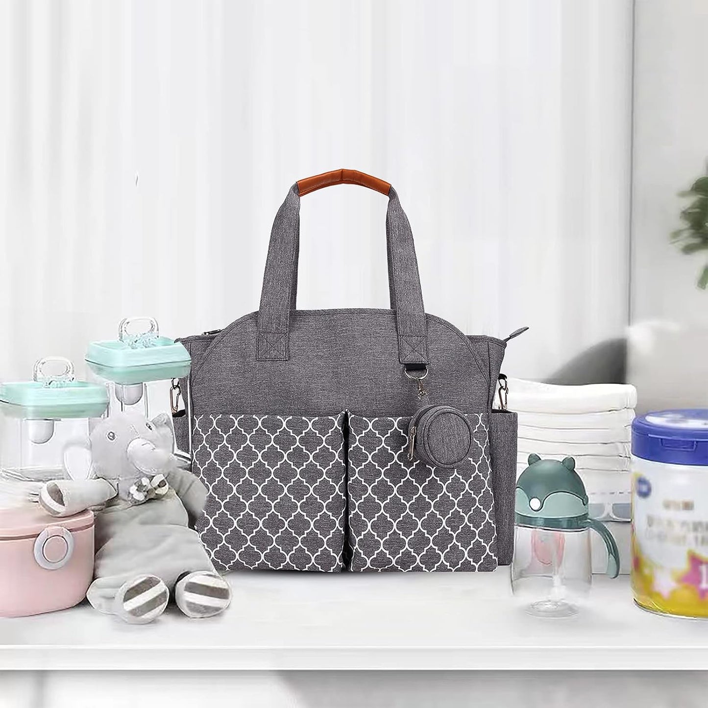 Lmbabter Diaper Bag Tote with Changing Station Upgrade Multi-Function Baby Bag with Adjustable Shoulder Strap