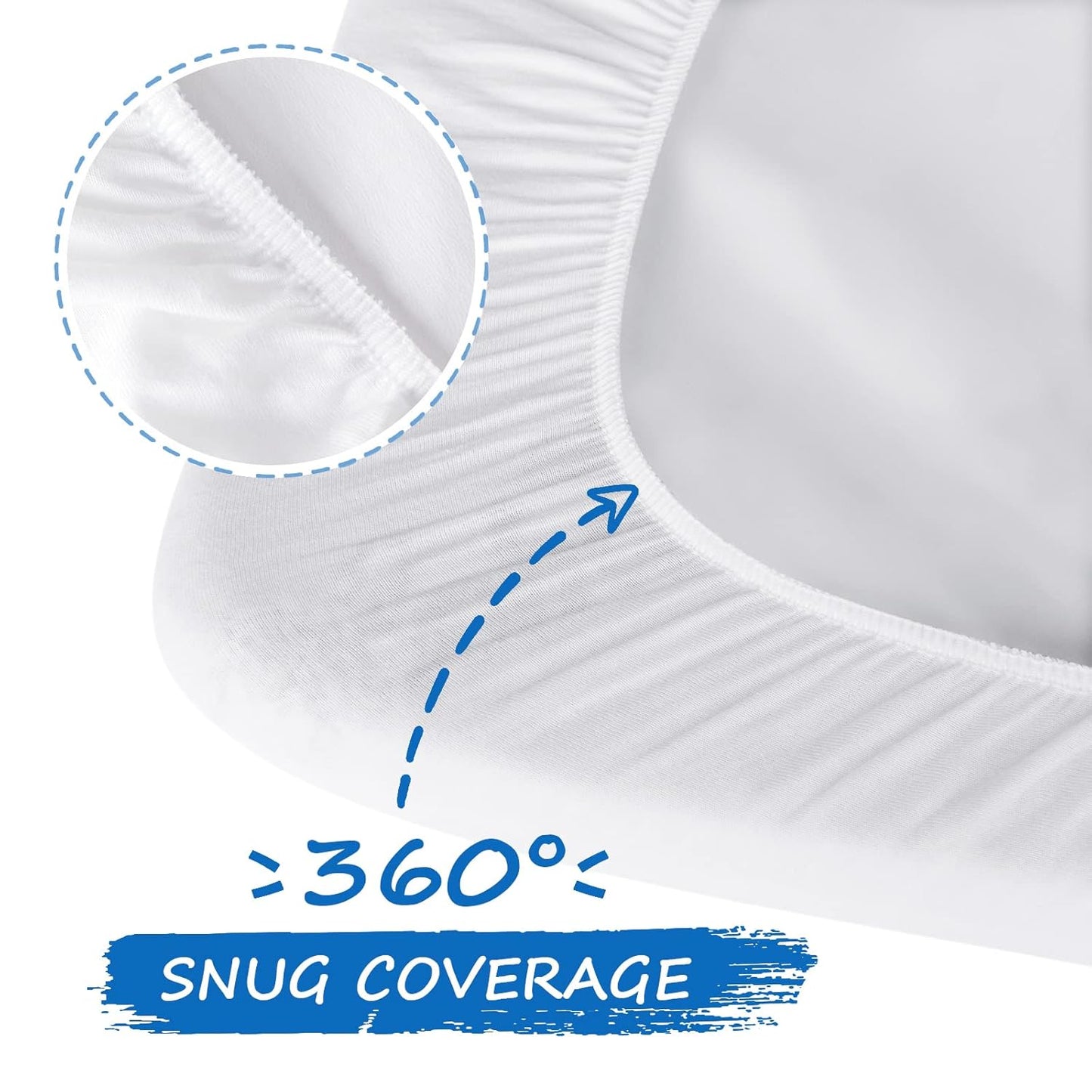 Travel Crib Sheets Cotton for Guava Lotus, Dream on Me Travel Crib and 42" X 24" Travel Light Playard Mattress, Soft & Breathable Waterproof Fitted Sheet 2 Pack, Boys & Girls White