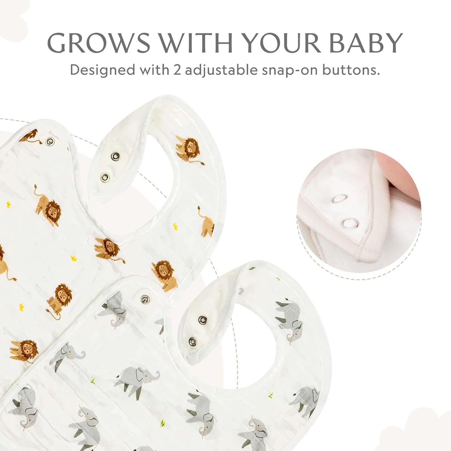Bamboo Little Baby Bibs (Pack of 2) - Bibs with Adjustable Snaps- Absorbent Terry Backing