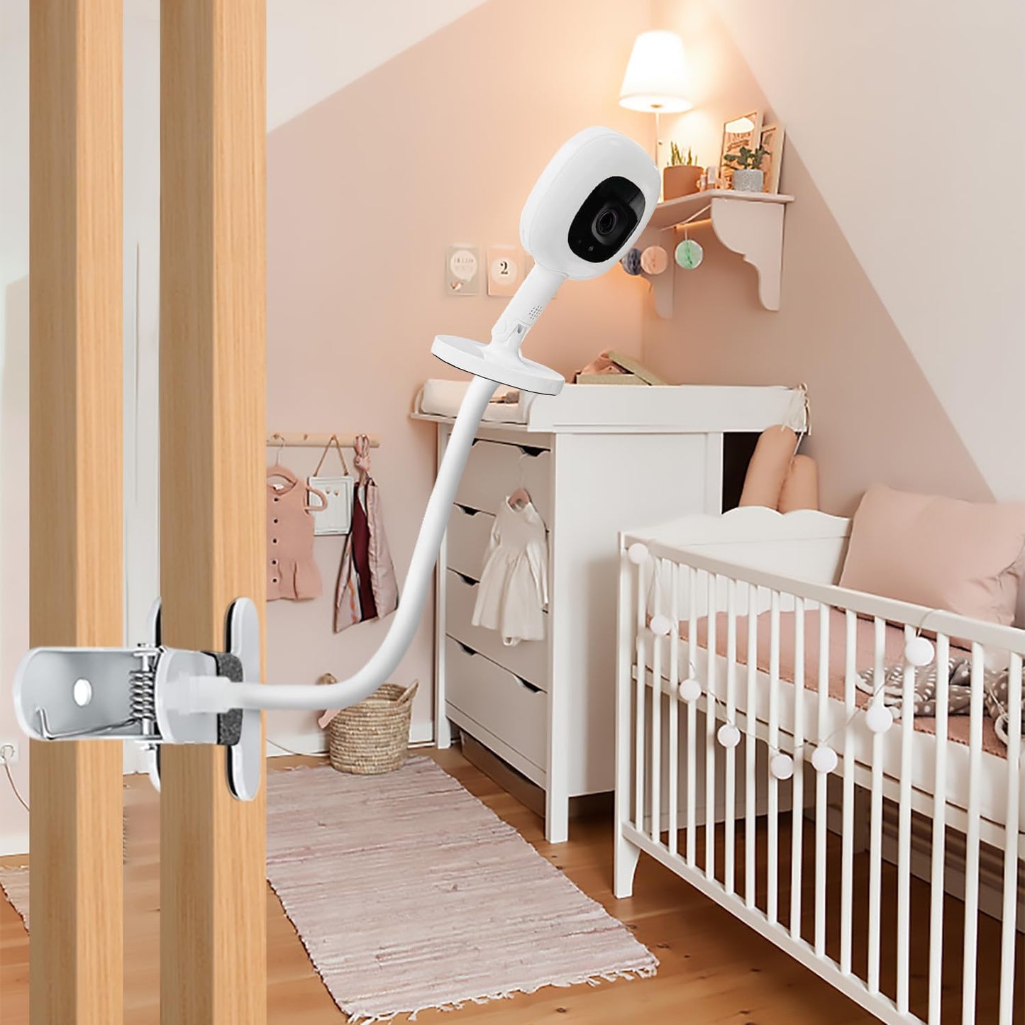 Baby Monitor Mount Compatible with Nanit Pro Smart Baby Monitor & Flex Stand ,Also for Cameras with 1/4 Screw Mount Flexible Long Gooseneck ArmBaby Camera Holder Stand Without Tools