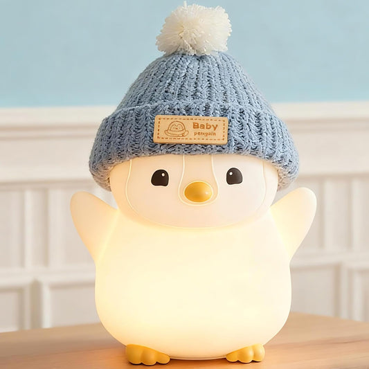 Penguin Night Light for Kids, Adorable Penguin Lamp with Hat, Food Grade Silicone Nursery Nightlight, Rechargeable/Dimmable/Timer,LED Squishy Novelty Animal Bedside Lamp,Funny Gifts for Boys