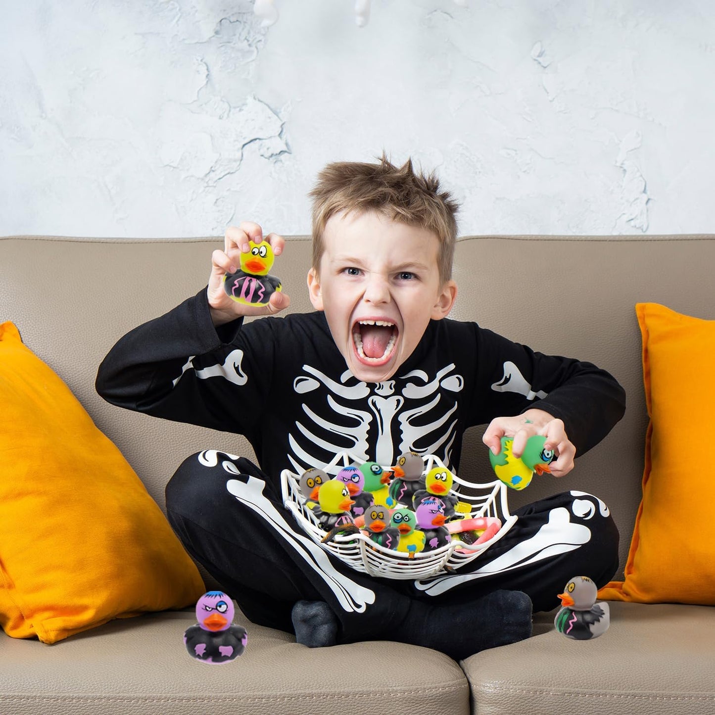 Halloween Zombie Rubber Duck Toy Duckies for Kids, Bath, Birthday Baby Showers Summer Beach and Pool Activity, 2" (50-Pack)