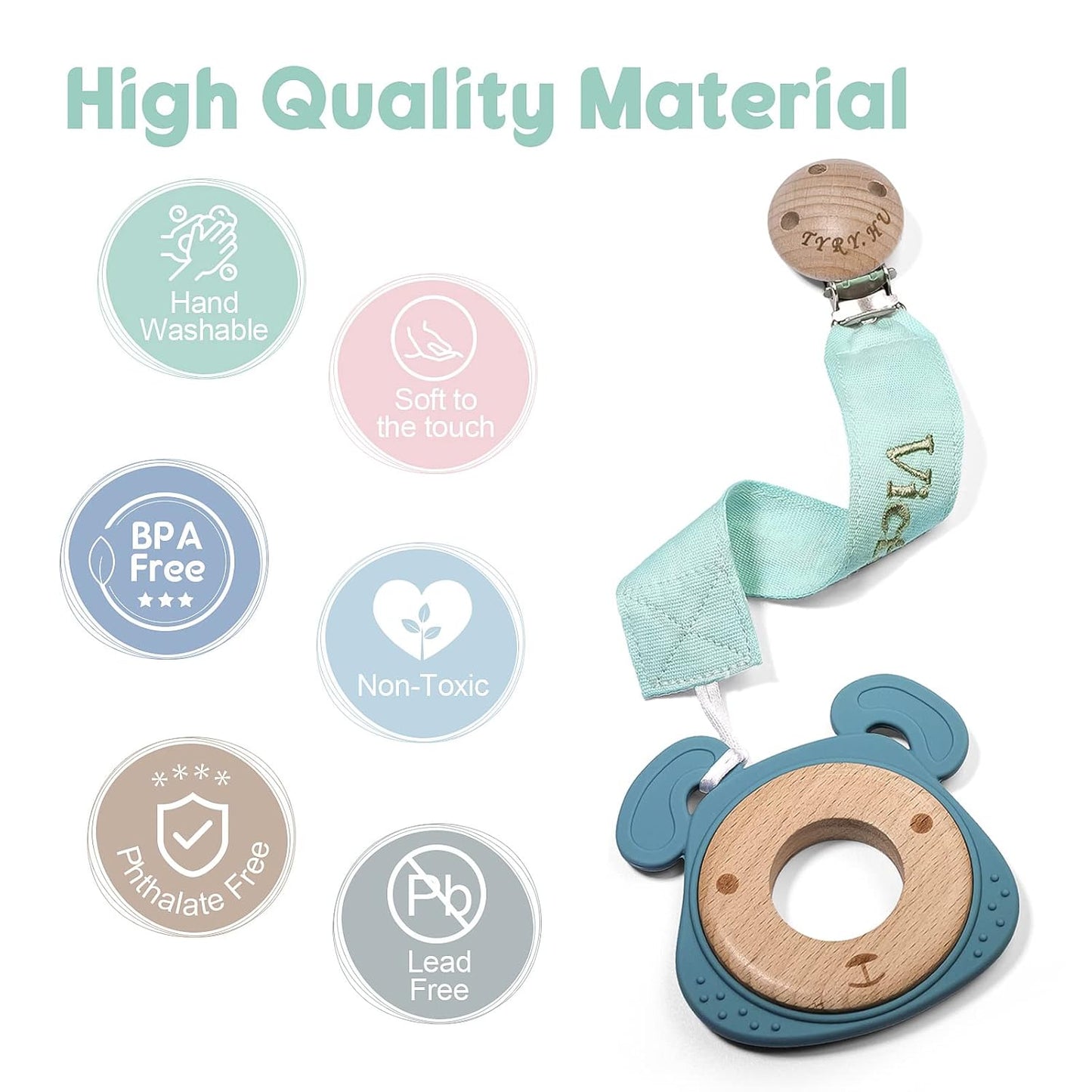 TYRY.HU Personalized Pacifier Clip with Name, Embroidery Webbing Pacifier Holder for Baby Girls and Boys, Neutral Binky Clips Universally Fit All Pacifiers & Baby Toys, Baby Gift, 2 Pack(Blue, Green)