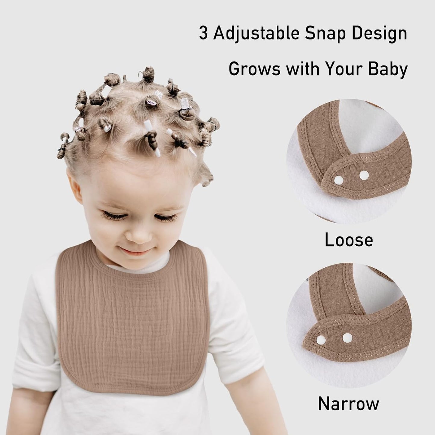 Muslin Baby Drool Bibs for Unisex Boys Girls, 10 Pack Soft Cotton Baby Bib for Teething Drooling, Essentials Shower Gift (10, Brown)