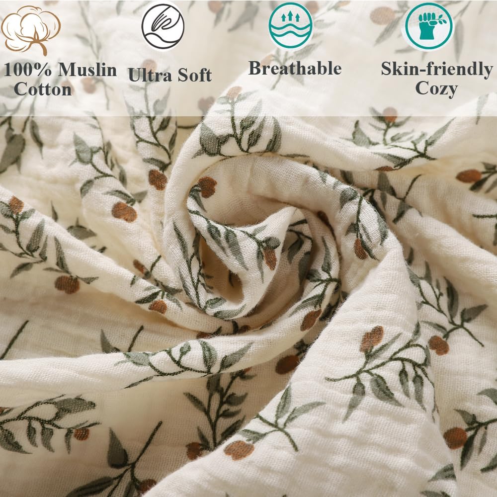 Muslin Bassinet Sheet Compatible with Dream On Me Traveler,Skylar,Lotus,Seashell Bassinet, INFANS Maydolly, Evolur Stellar Bassinet 2 Pack Cotton Fitted Sheets for Baby Roman Green & Botanical Leaf
