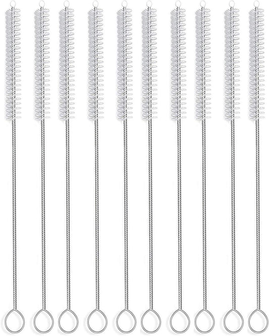 Long Straw Brush, Nylon Pipe Tube Cleaner 10-ihch X 2/5-inch Set of 10