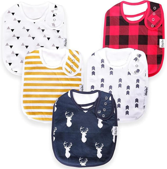 Organic Cotton Baby Bibs for Boys & Girls – Soft, Absorbent Teething & Drool Bibs - Adjustable Snaps for Toddlers