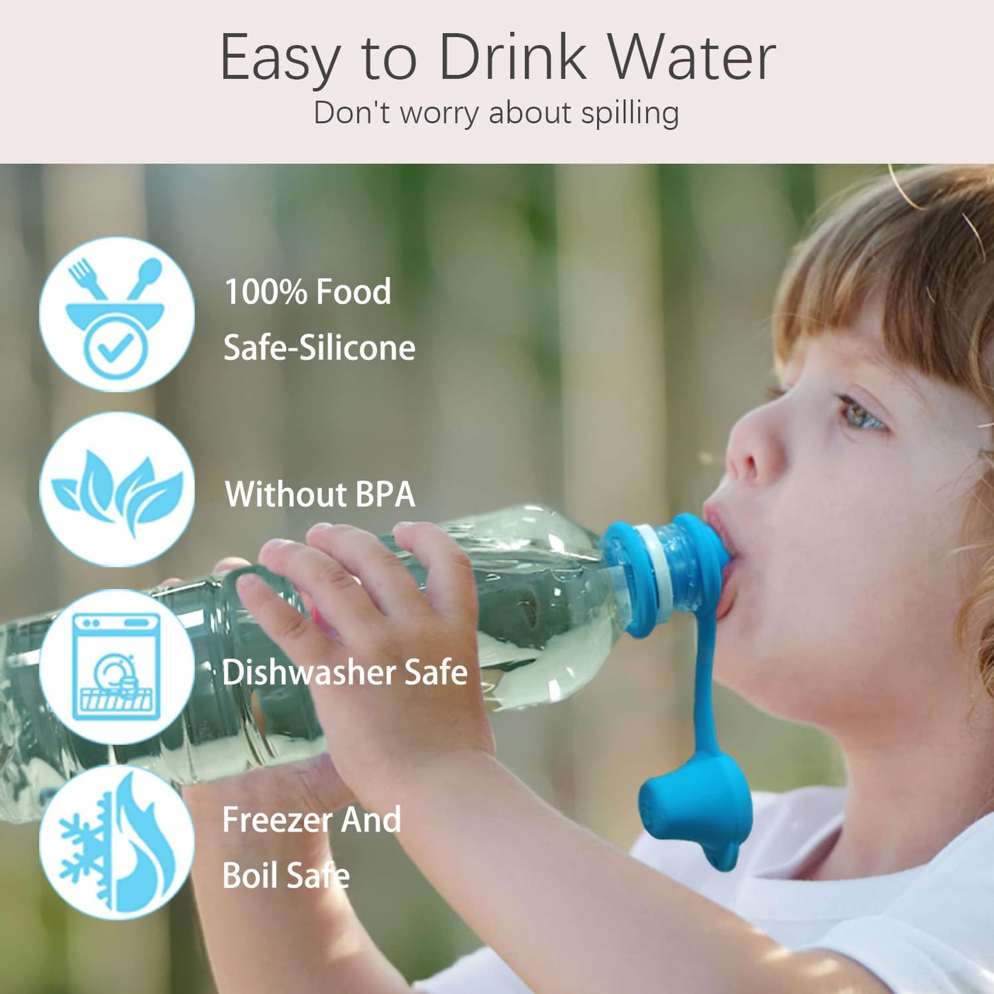 Silicone Spill-Proof Water Bottle Spout, Standard 28mm Water Bottle Cap, 4-pcs