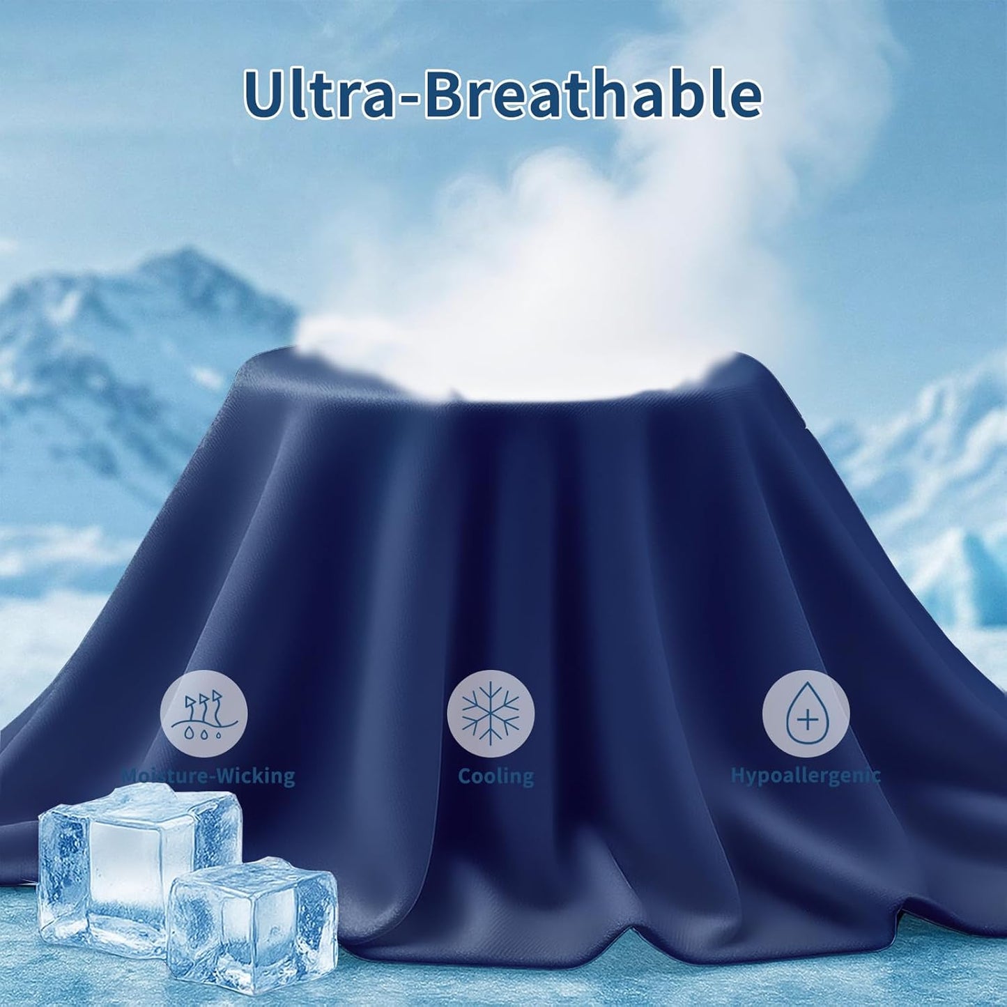 Cooling Pillow Cases King Size Set of 2, Ice Cool Silky Pillow Covers for Hot Sleepers & Night Sweats, Reduces Wrinkles & Frizz Softer Like Silk Pillow Cases, Royal Blue, Christmas Stocking Stuffers