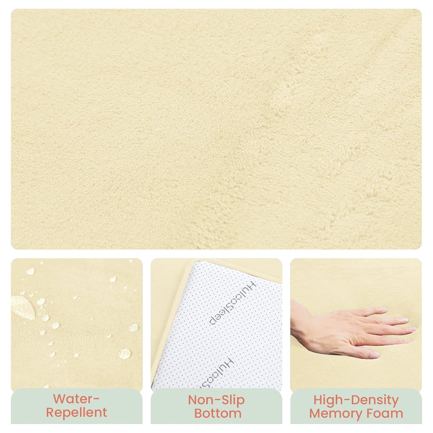 Baby Play Mat for Floor,1.3" Thick Elasti-Foam 50"×50" Playpen Mat for Tummy Time,Water Repellent Soft Coral Velvet for Toddler,Infant,Kids,Non-Slip Backing Safe for Crawling(Vanilla)