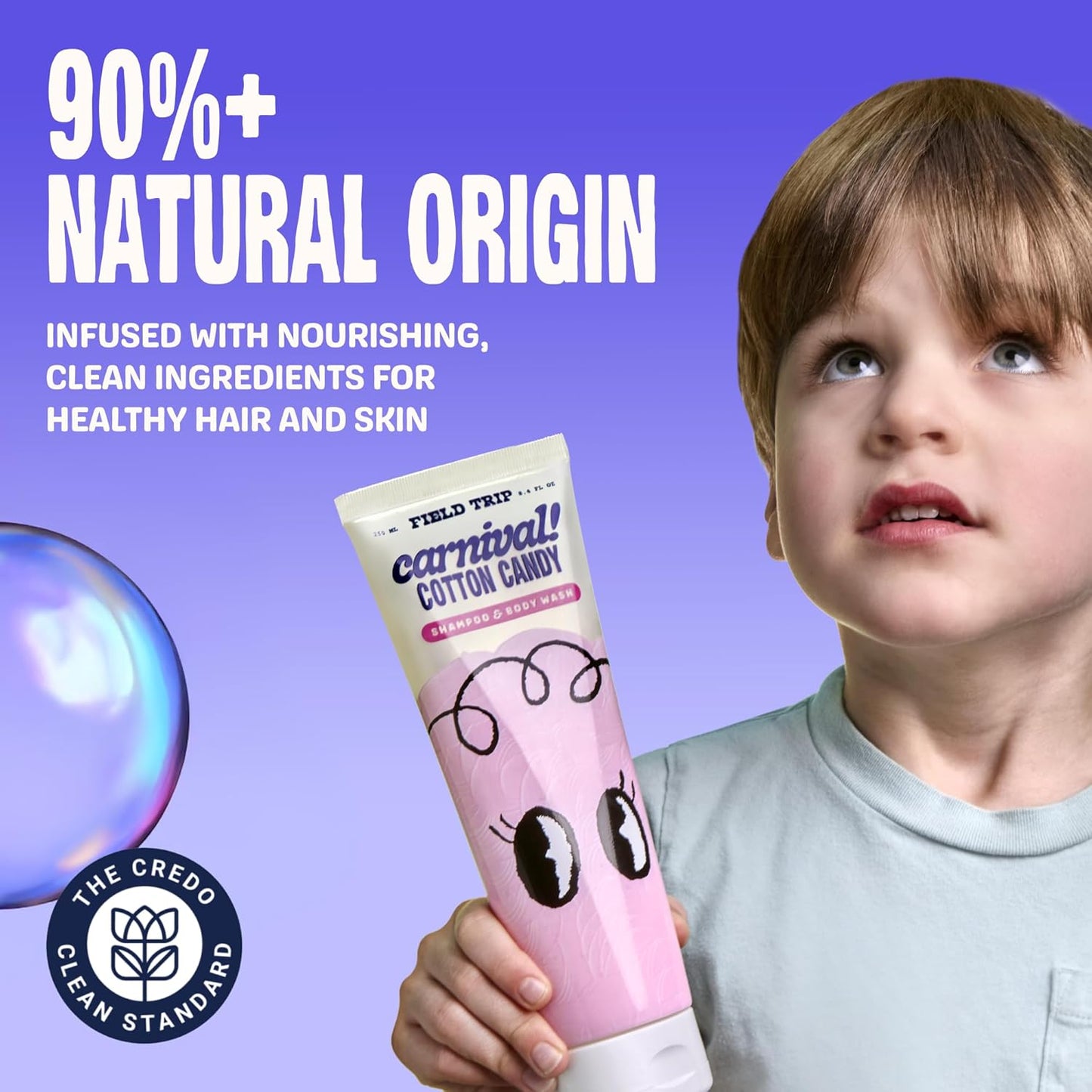 Field Trip Kids Shampoo & Body Wash - Cotton Candy Scent - Hair Care for Kids - Tear Free - Leaves Hair Soft & Tangle-Free With Chamomile, Lavender, & Aloe (8.4 ounce)