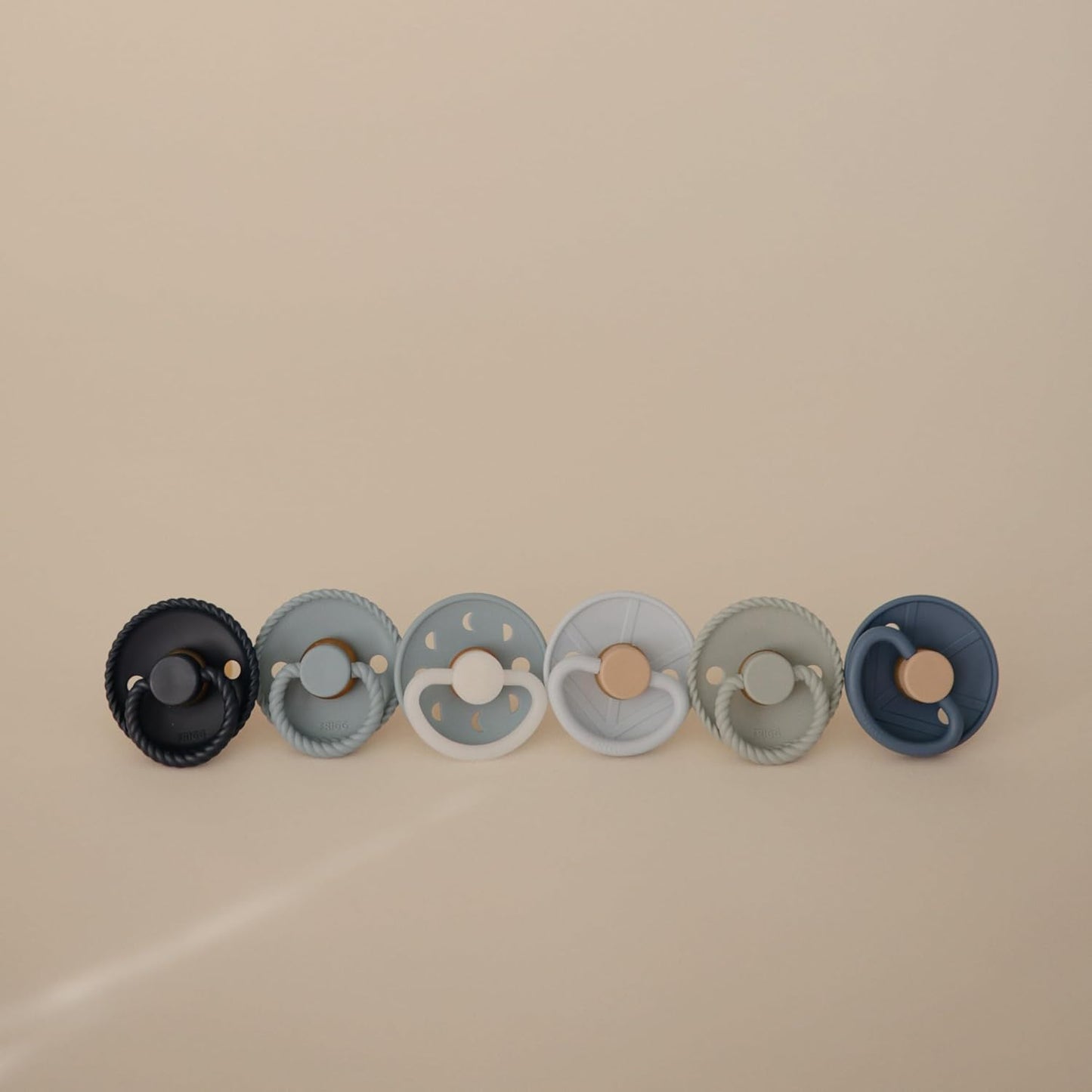 FRIGG Natural Rubber Baby Pacifier 6-Pack Endless Sea | Made in Denmark | BPA-Free (0-6 Months)